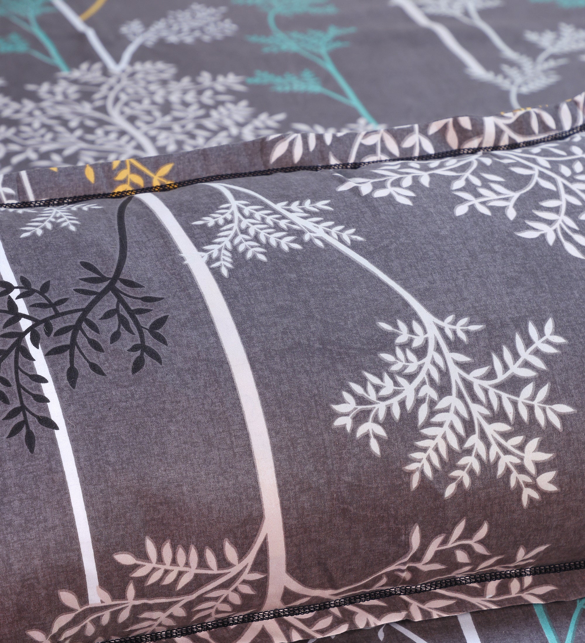 Premium Cotton Dusty Grey Leaf Double Bedsheet