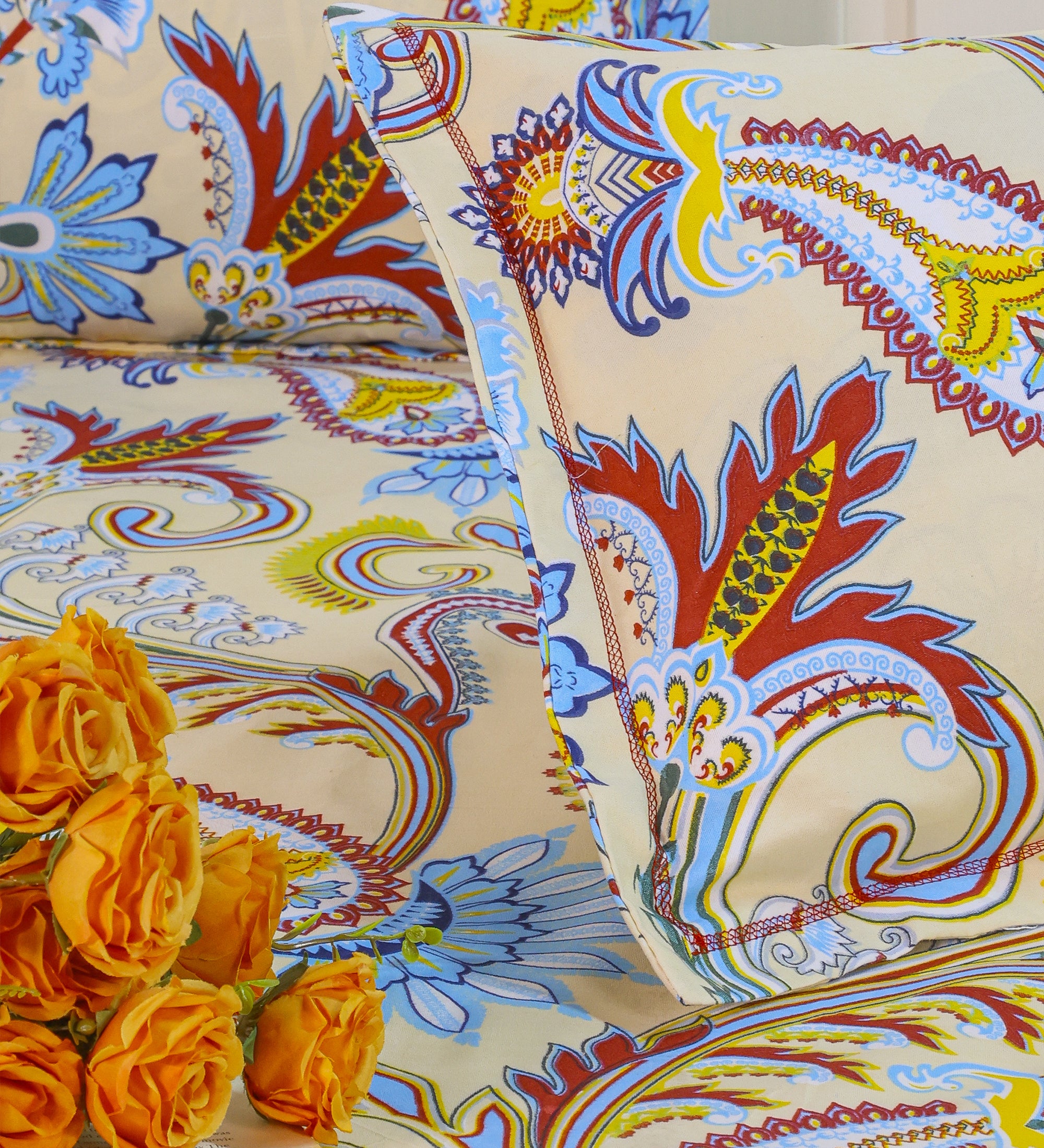 Aesthetic Cotton Beige Double Bedsheet