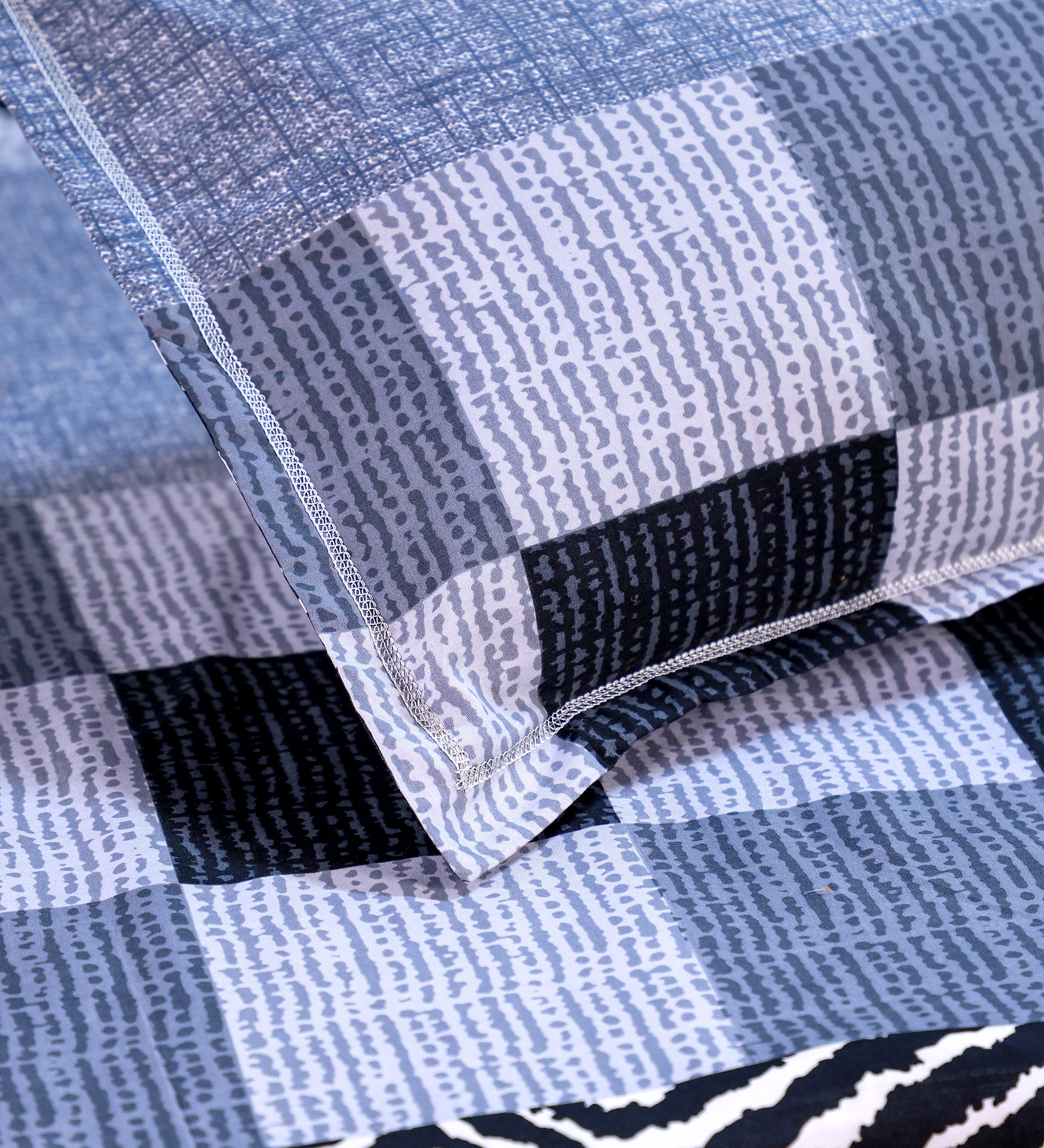 Premium Cotton Grey Grid Double Bedsheet