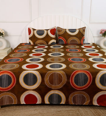 Circle Brown Cotton Double Bedsheet