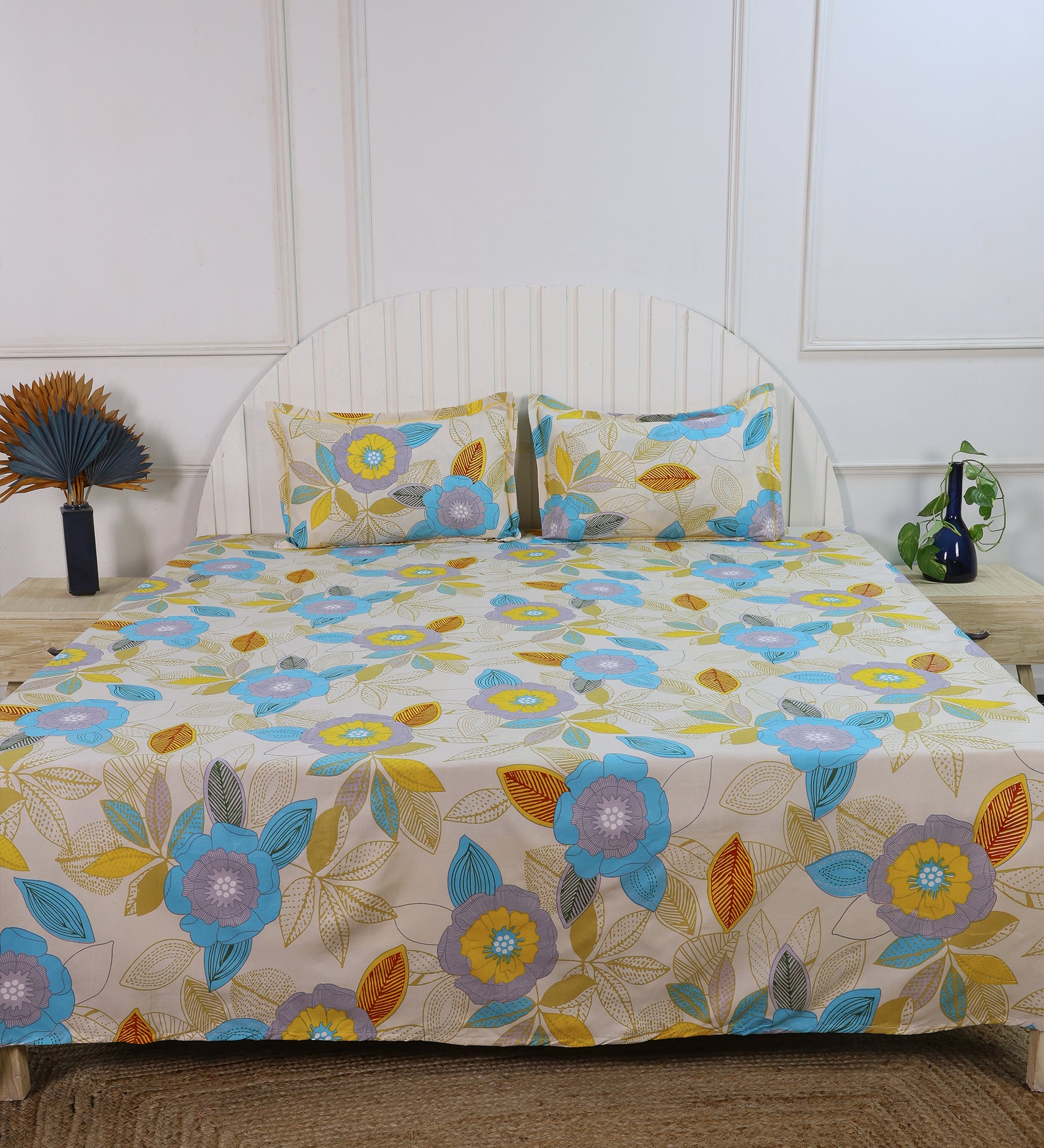 Aesthetic Multicolor Cotton Double Bedsheet