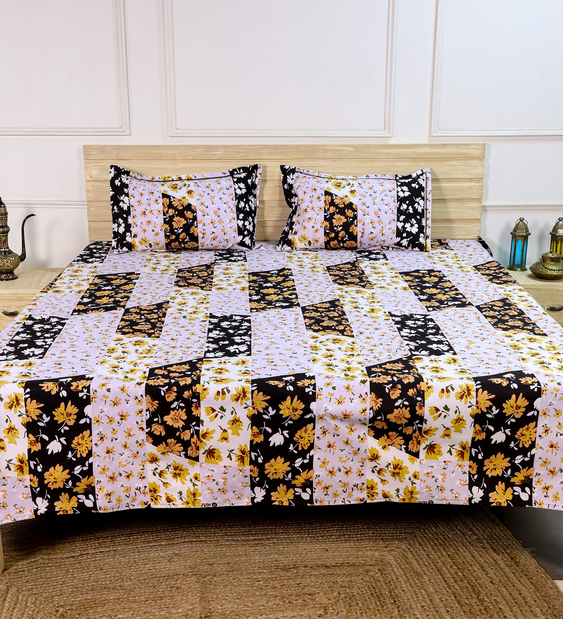 Premium Cotton Mix Floral Double Bedsheet