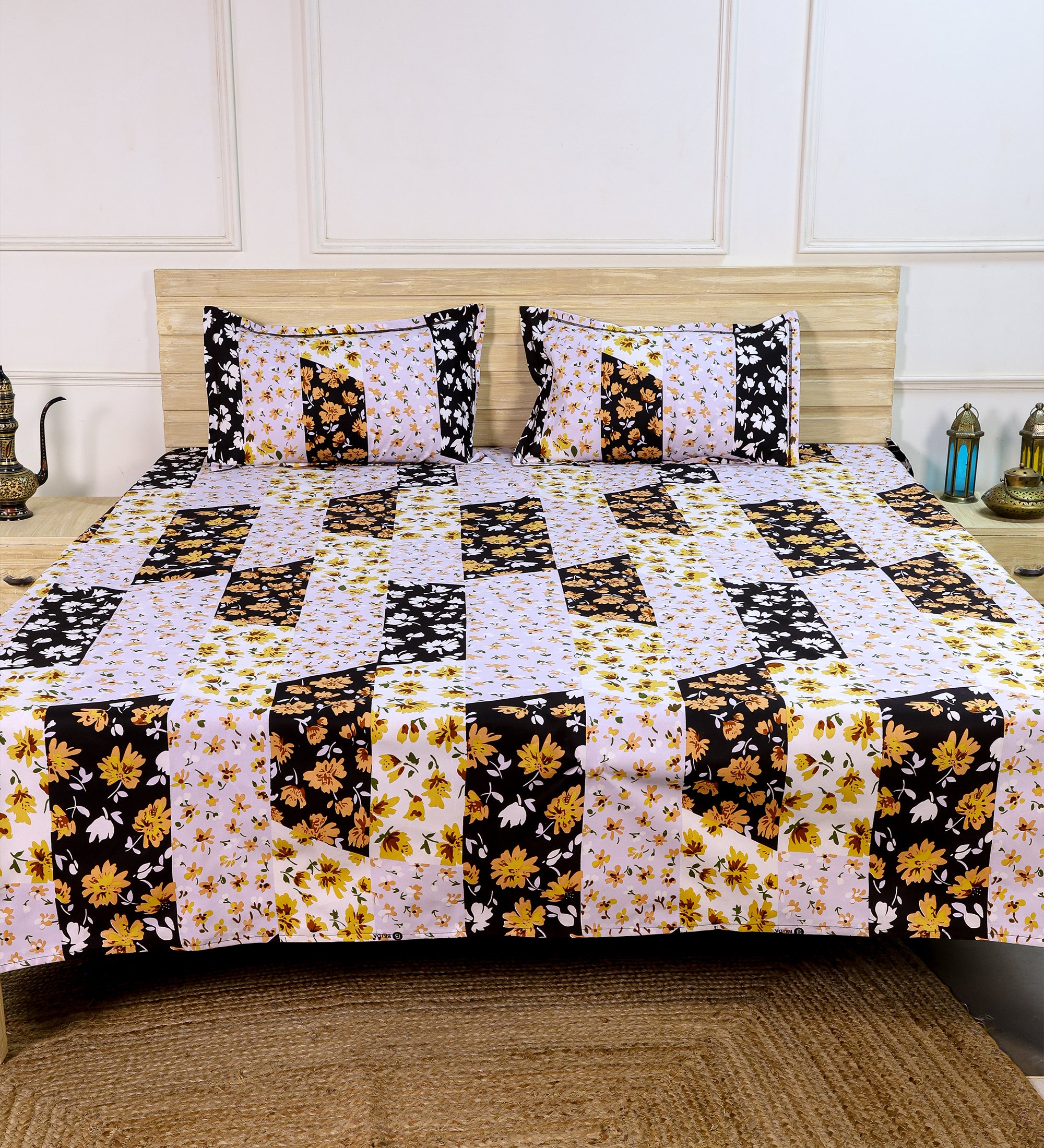 Premium Cotton Mix Floral Double Bedsheet