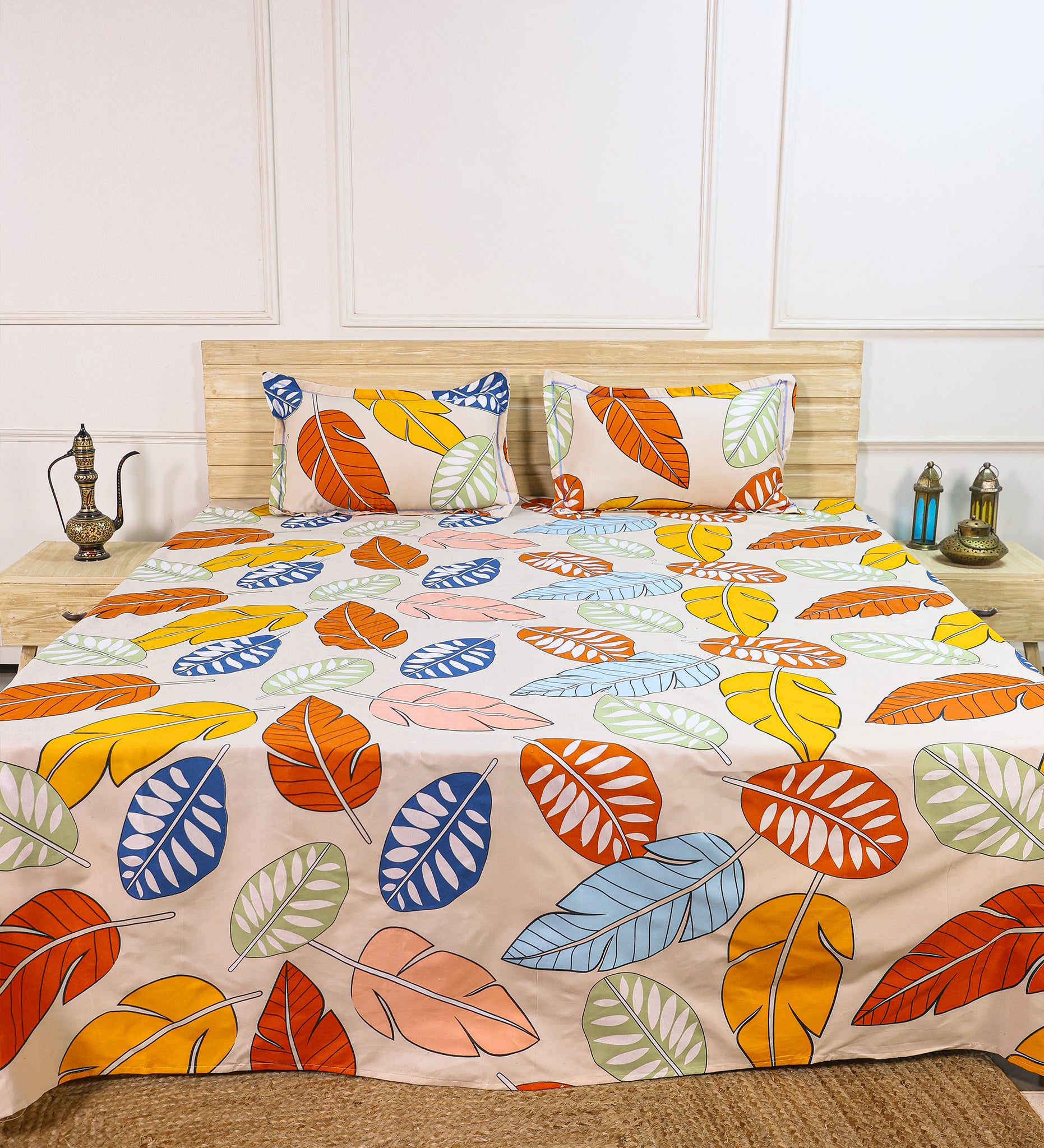 Aesthetic Cotton Leaf Double Bedsheet