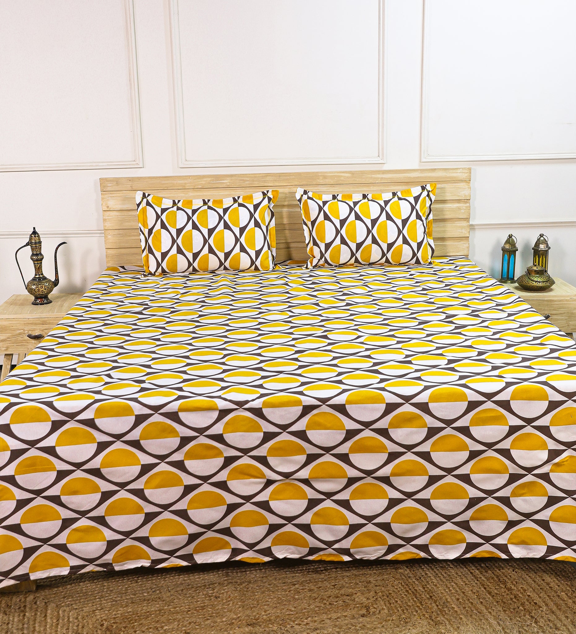 Yellow Aesthetic Cotton Double Bedsheet