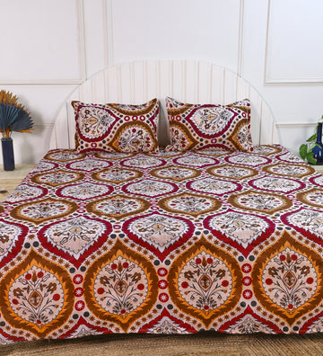 Leaf Multicolor Cotton Double Bedsheet