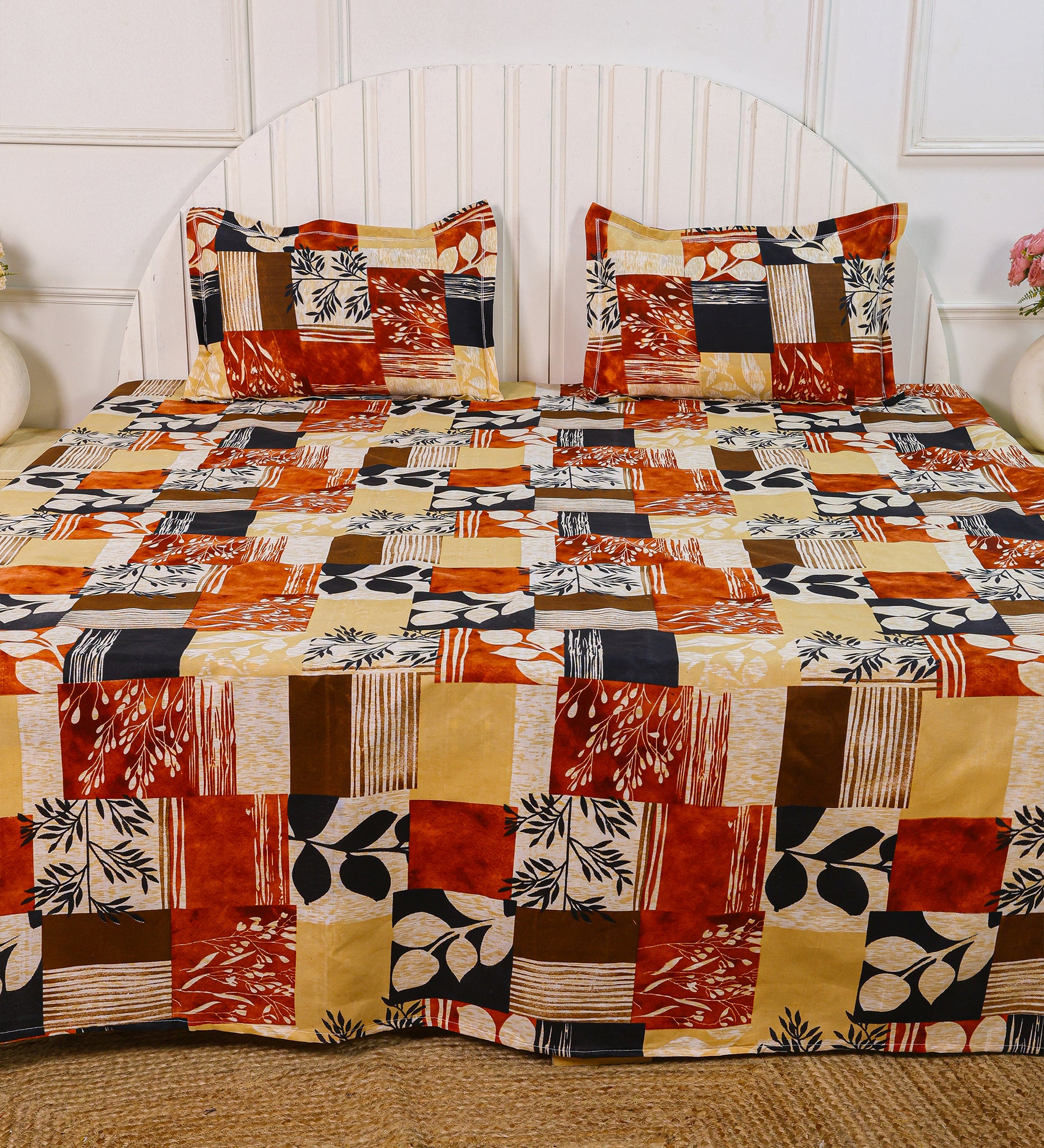 Geometric Multicolor Cotton Double Bedsheet
