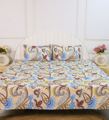 Aesthetic Cotton Beige Double Bedsheet