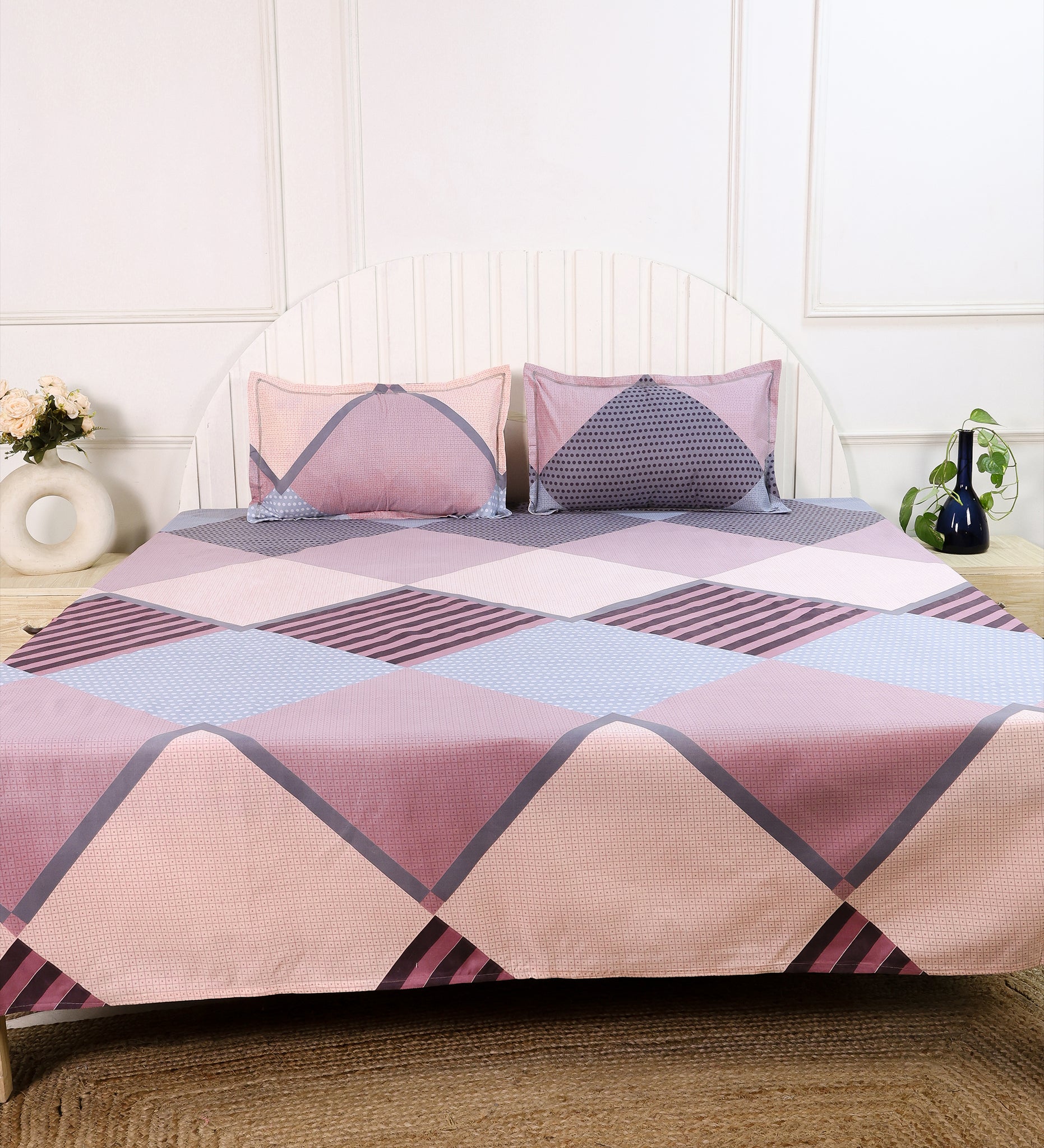 Premium Cotton Peach Pink Double Bedsheet