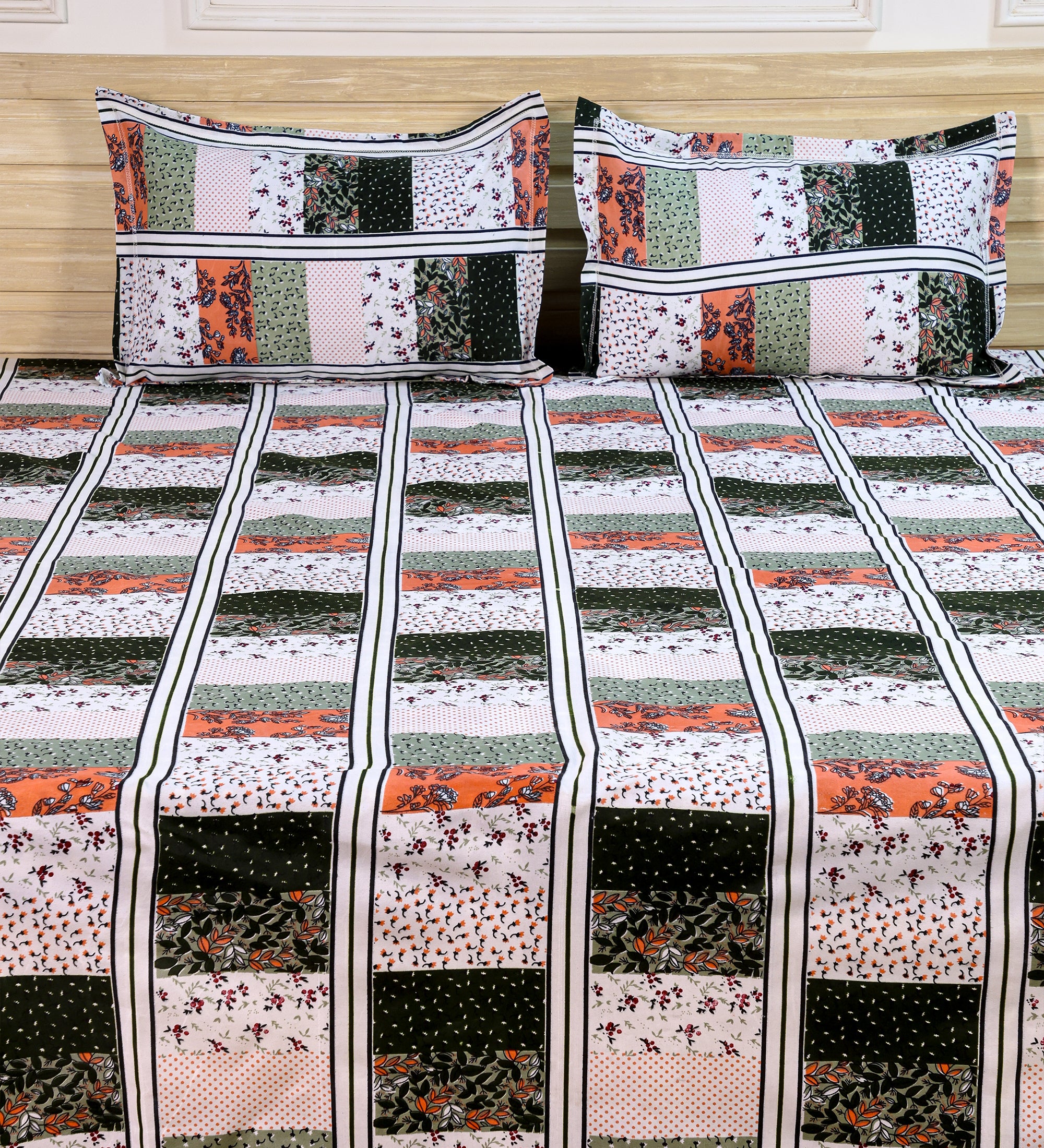 Grid Multicolor Cotton Double Bedsheet