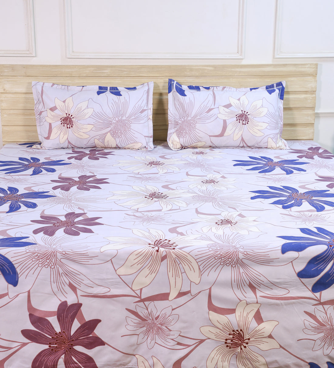 Premium Cotton Multicolor Floral Double Bedsheet