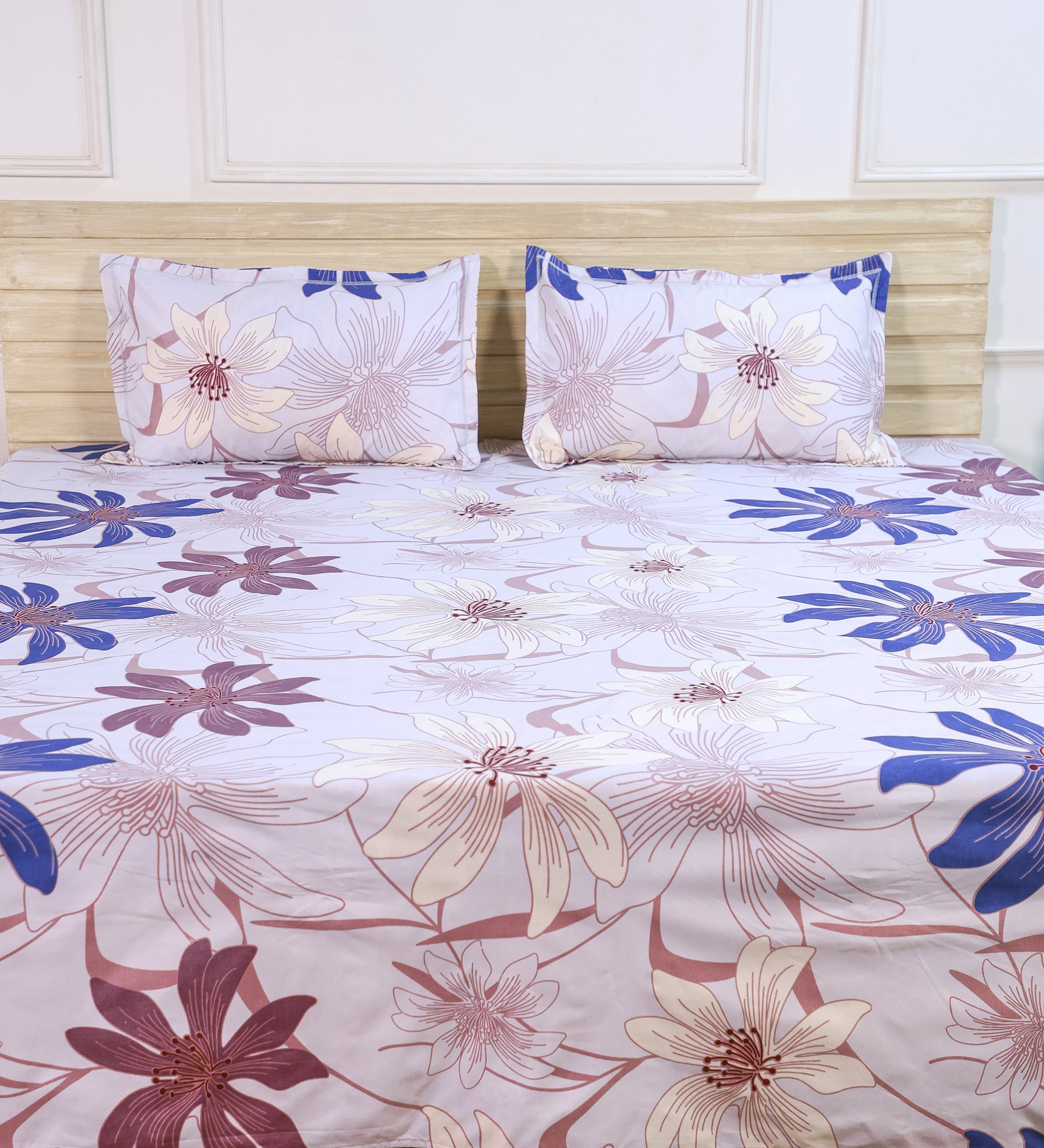 Premium Cotton Multicolor Floral Double Bedsheet