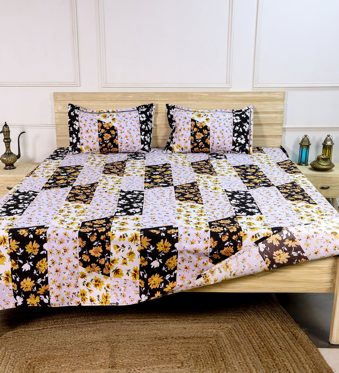 Premium Cotton Mix Floral Double Bedsheet