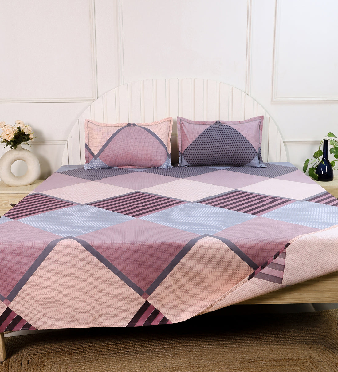 Premium Cotton Peach Pink Double Bedsheet