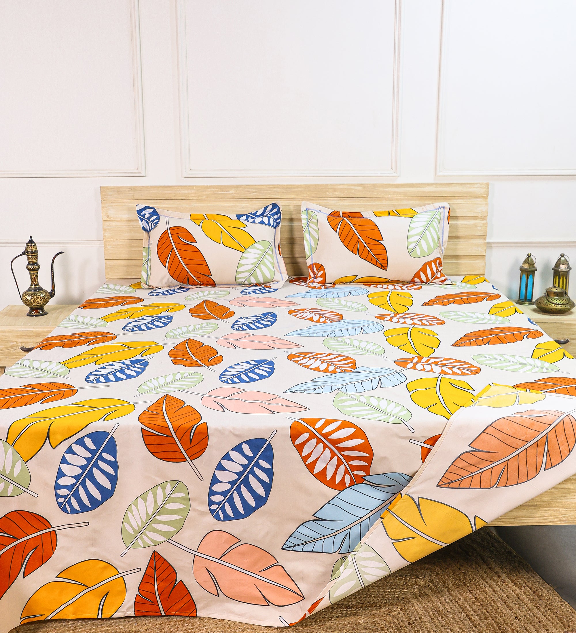 Aesthetic Cotton Leaf Double Bedsheet