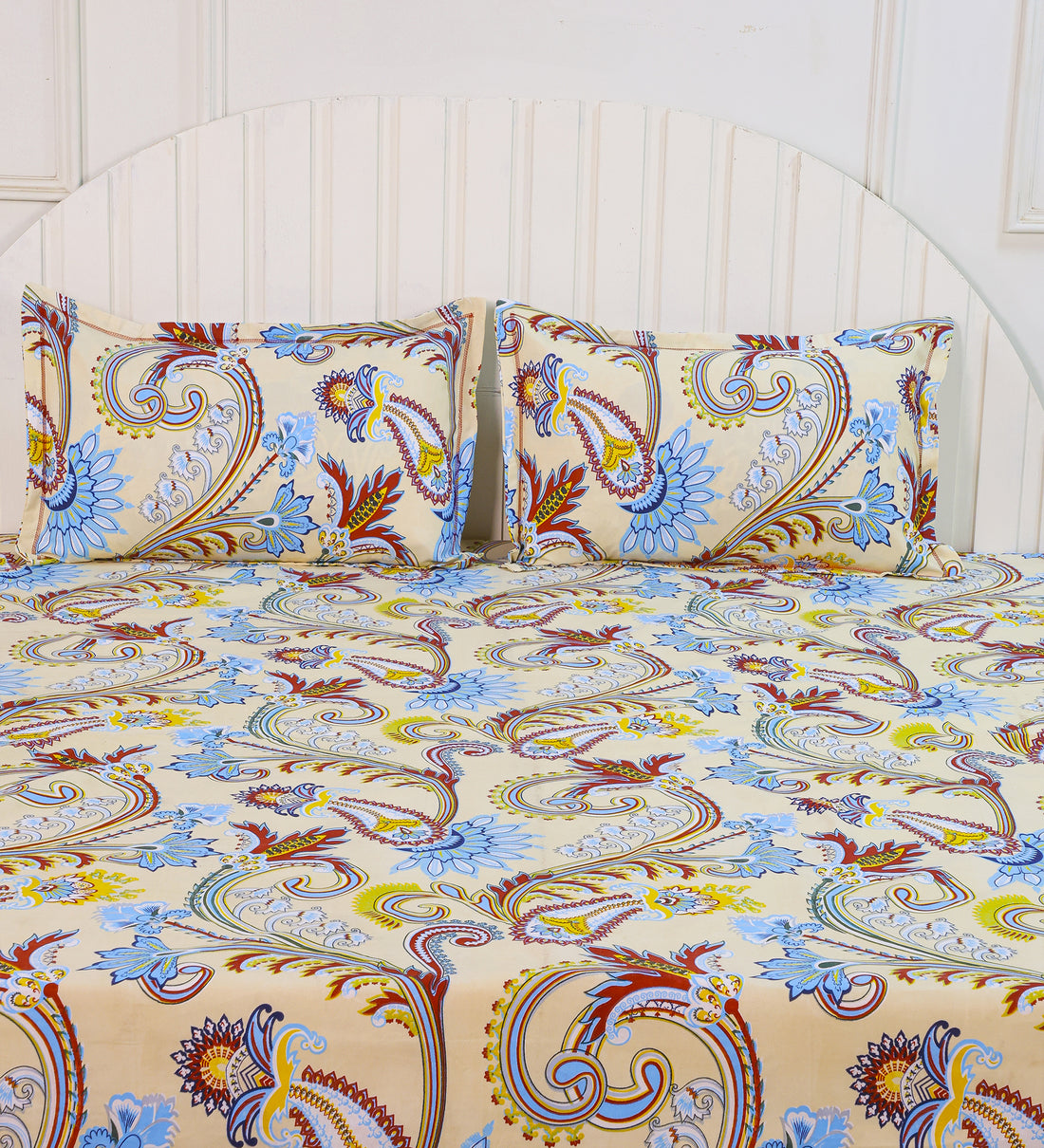 Aesthetic Cotton Beige Double Bedsheet