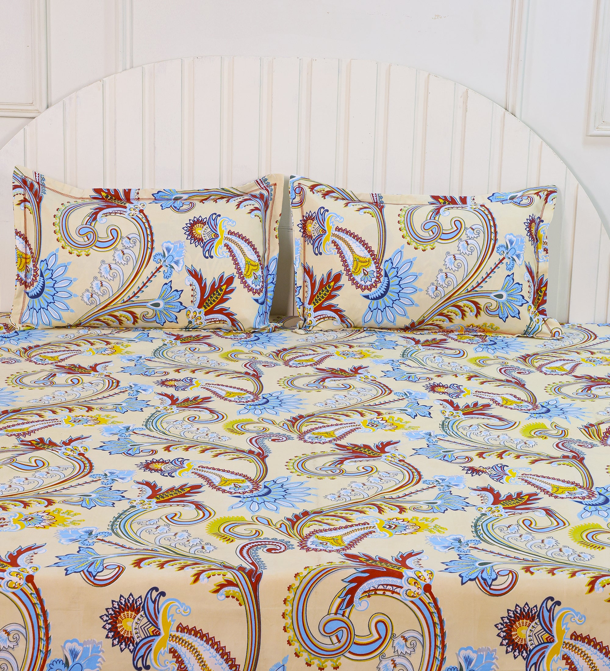 Aesthetic Cotton Beige Double Bedsheet