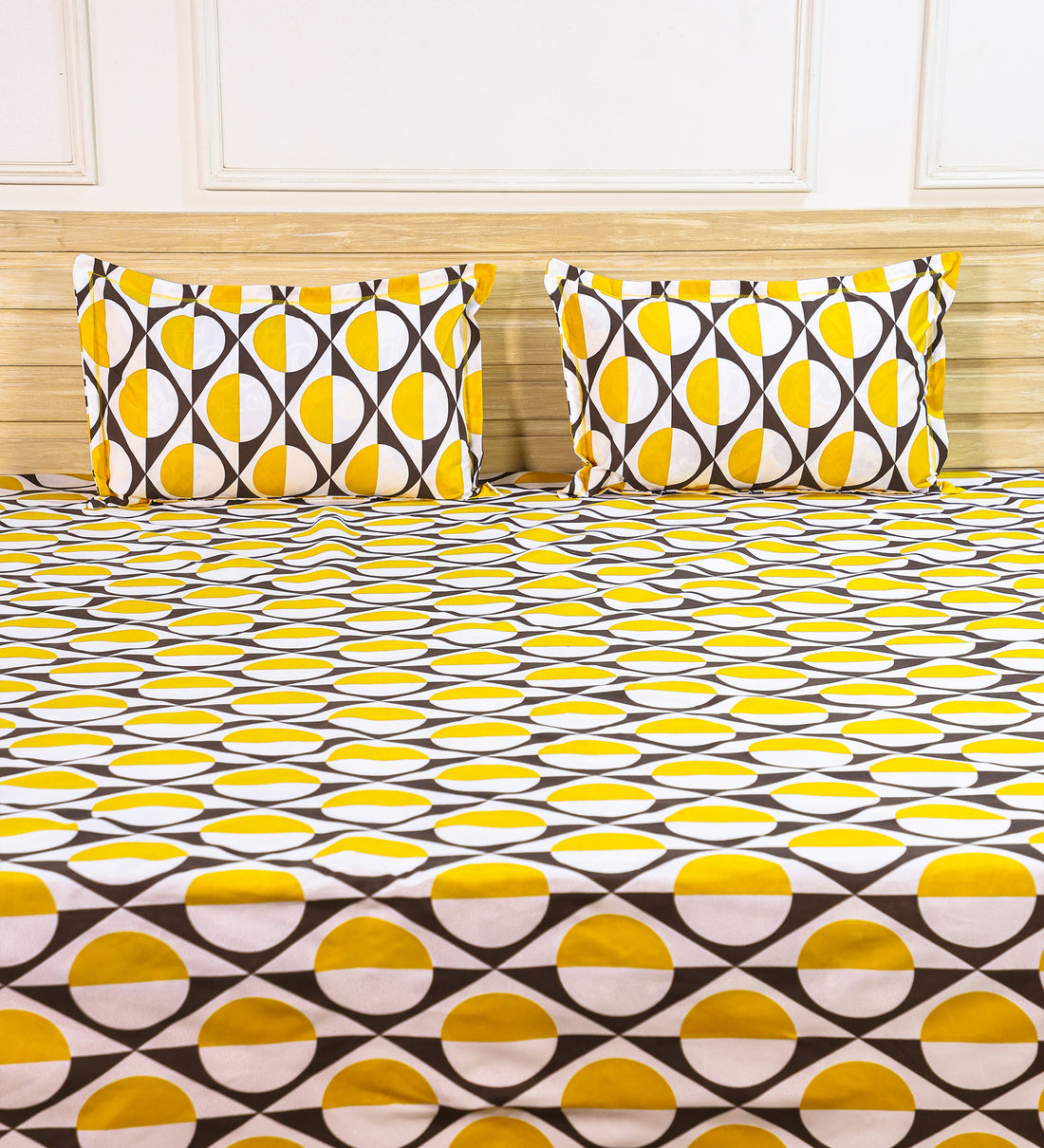 Yellow Aesthetic Cotton Double Bedsheet