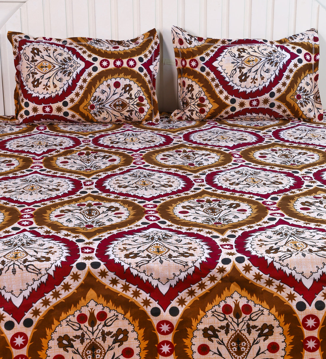 Leaf Multicolor Cotton Double Bedsheet