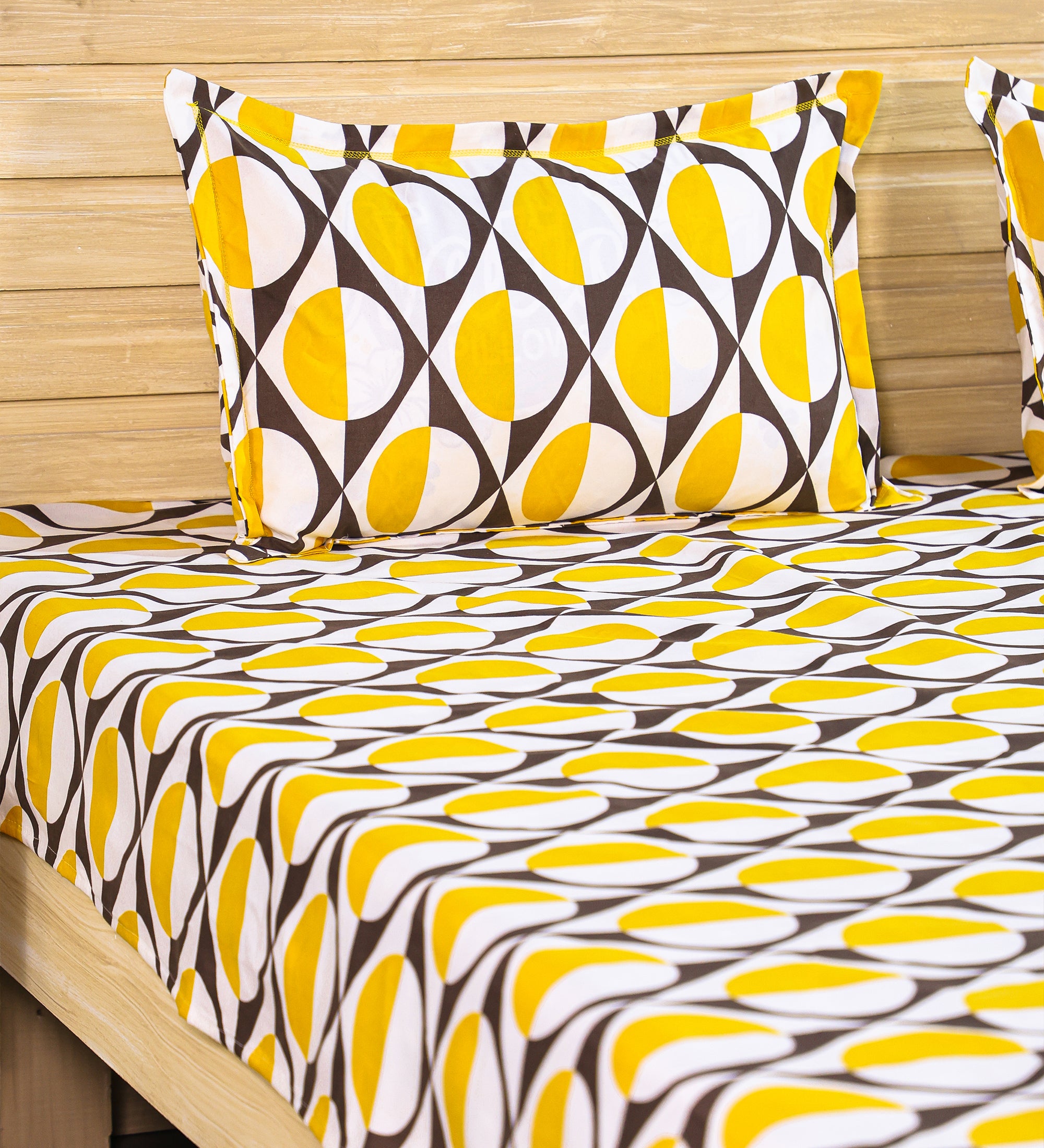 Yellow Aesthetic Cotton Double Bedsheet