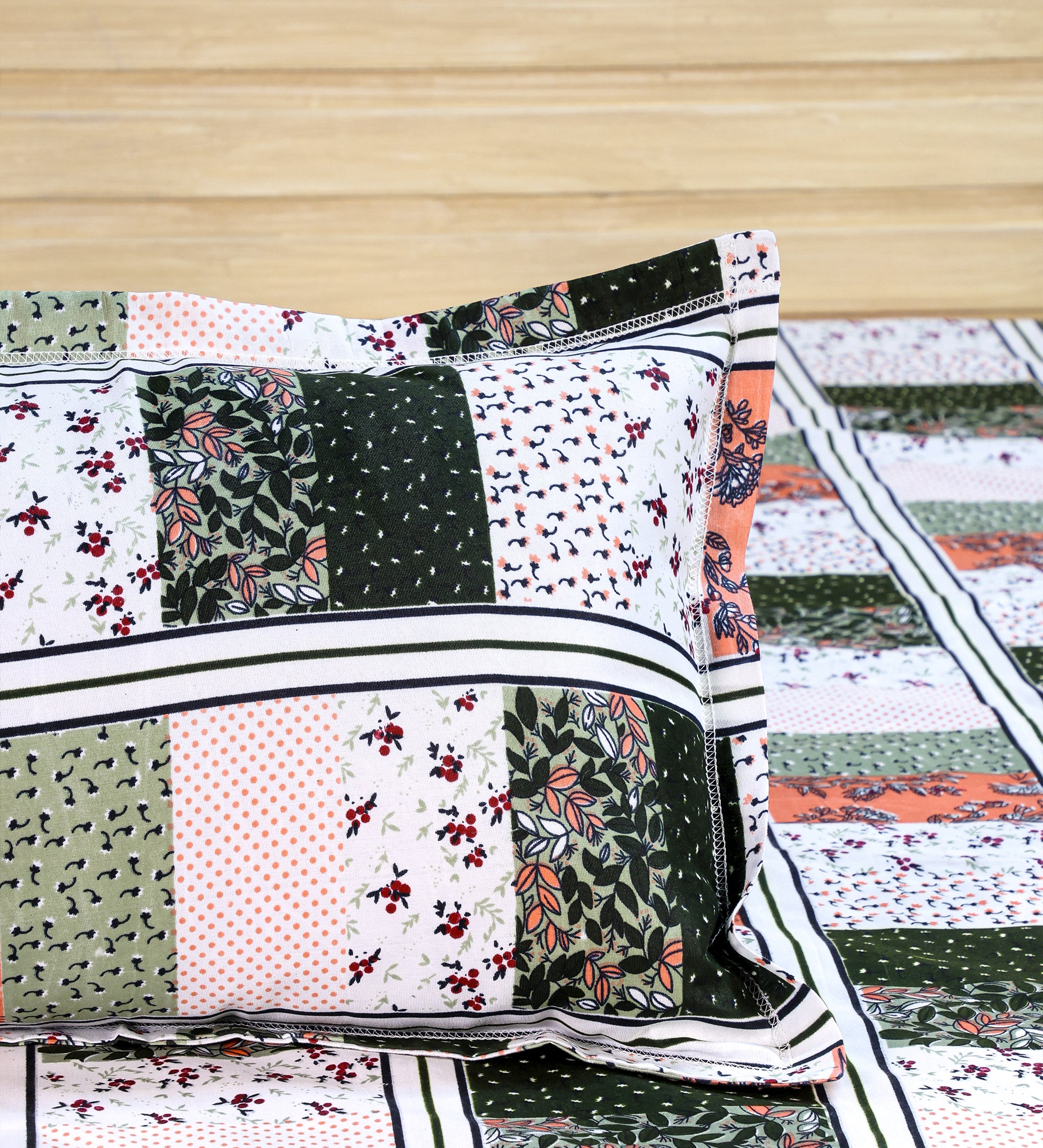 Grid Multicolor Cotton Double Bedsheet