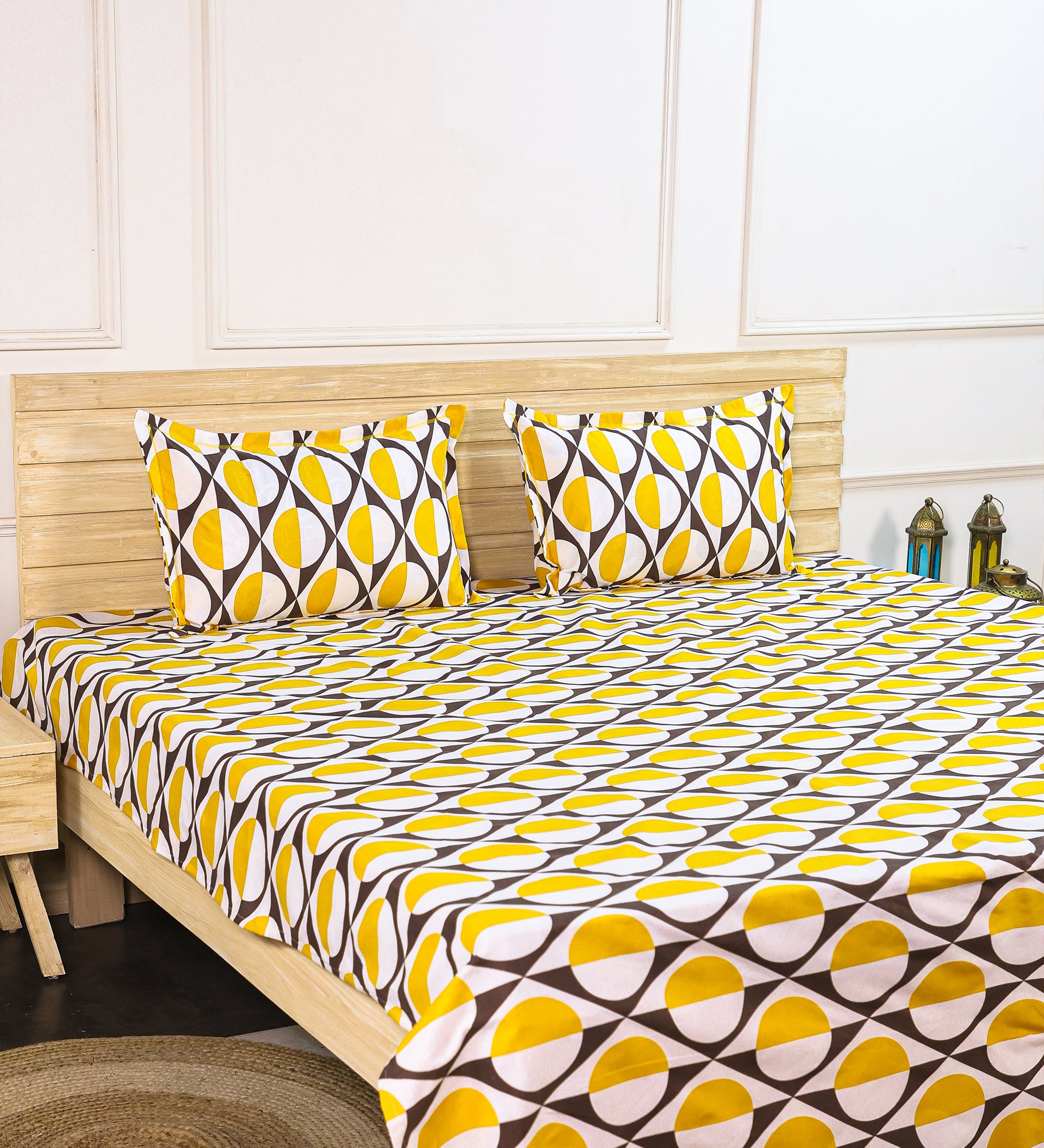 Yellow Aesthetic Cotton Double Bedsheet