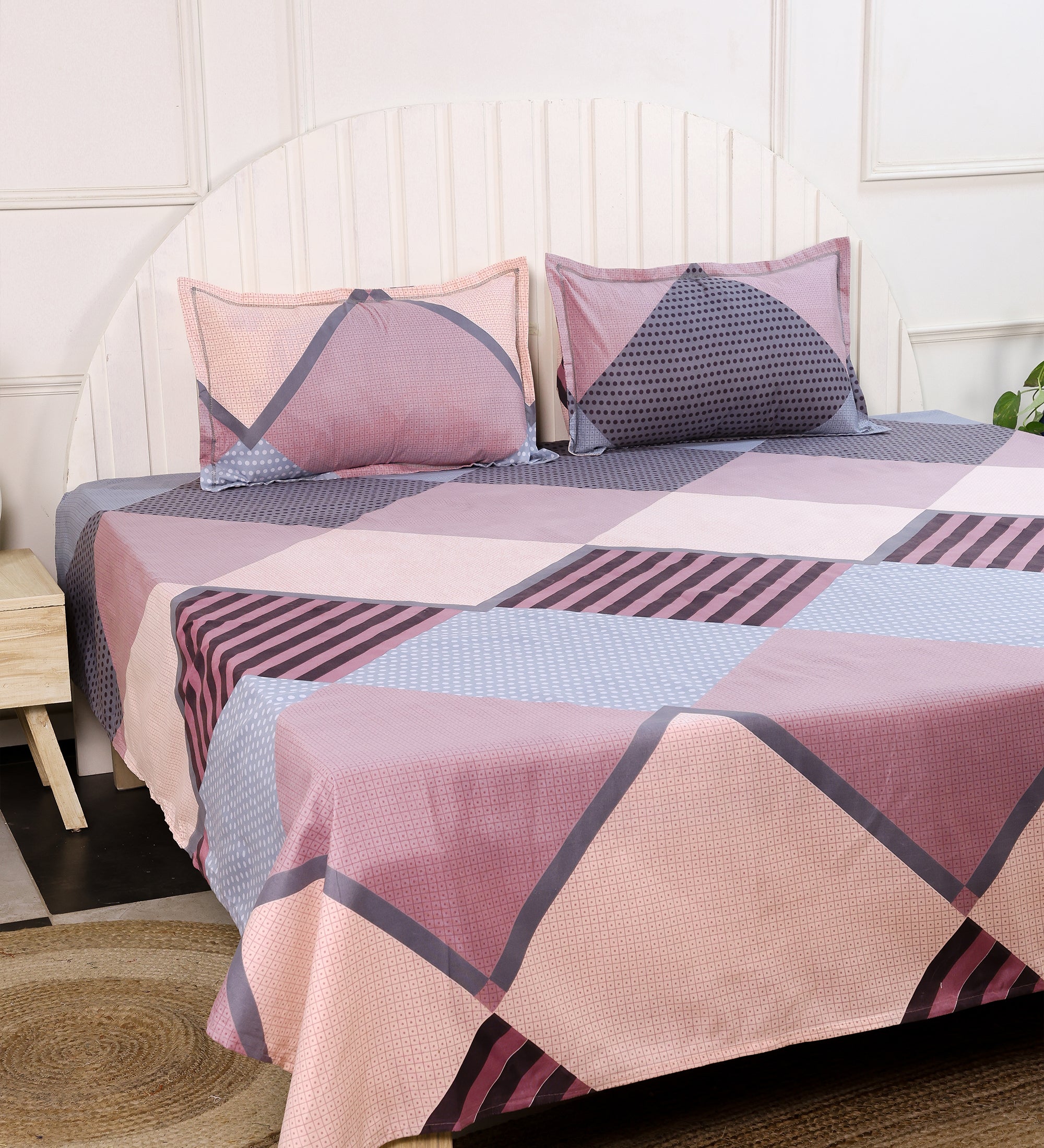 Premium Cotton Peach Pink Double Bedsheet