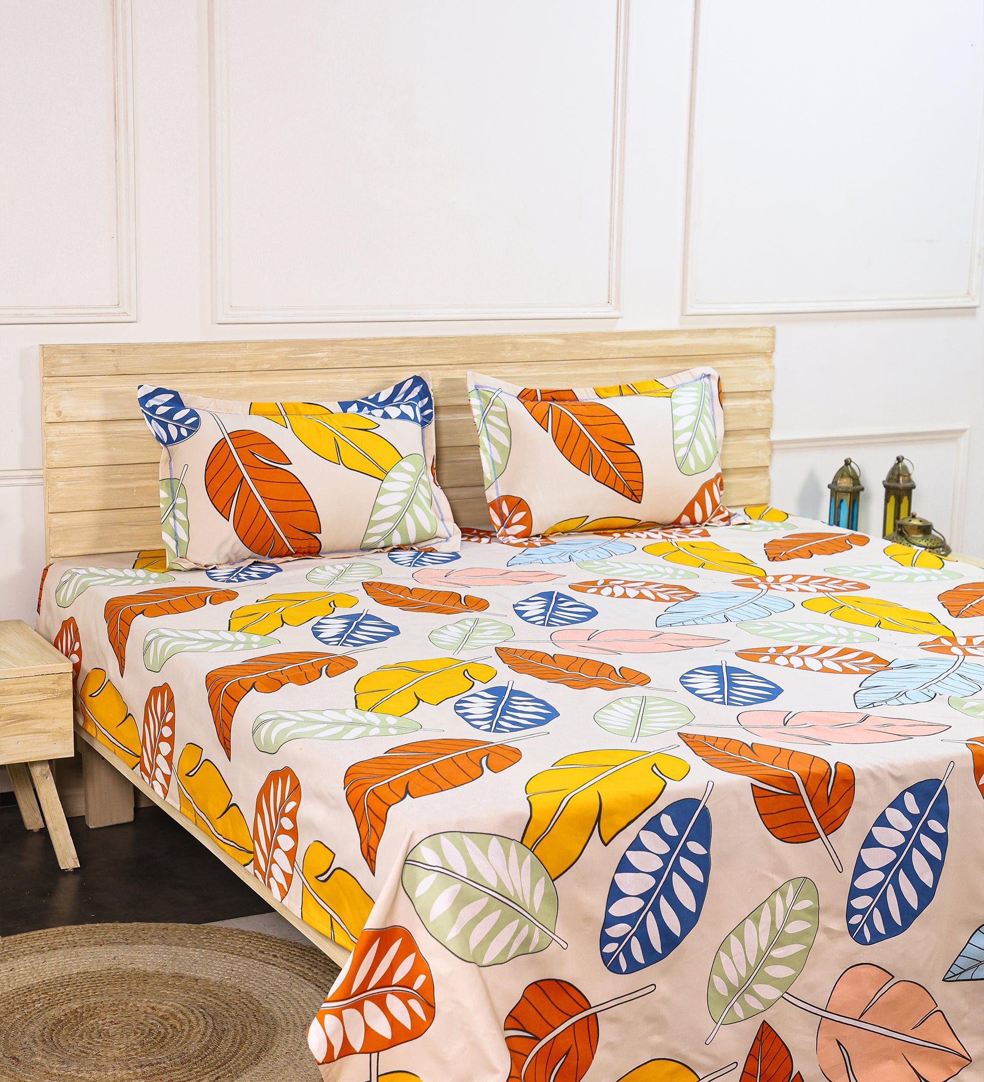 Aesthetic Cotton Leaf Double Bedsheet