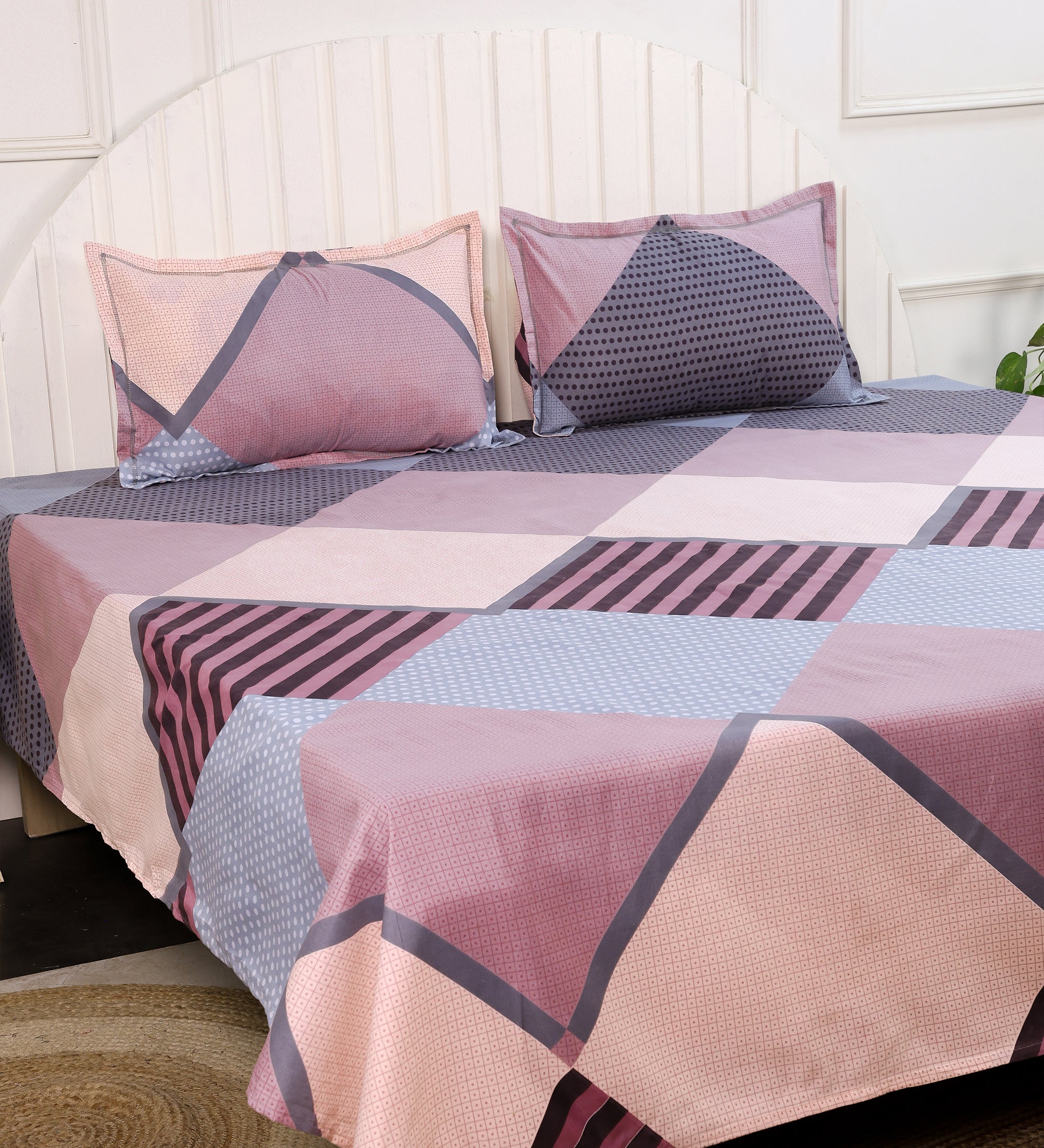 Premium Cotton Peach Pink Double Bedsheet
