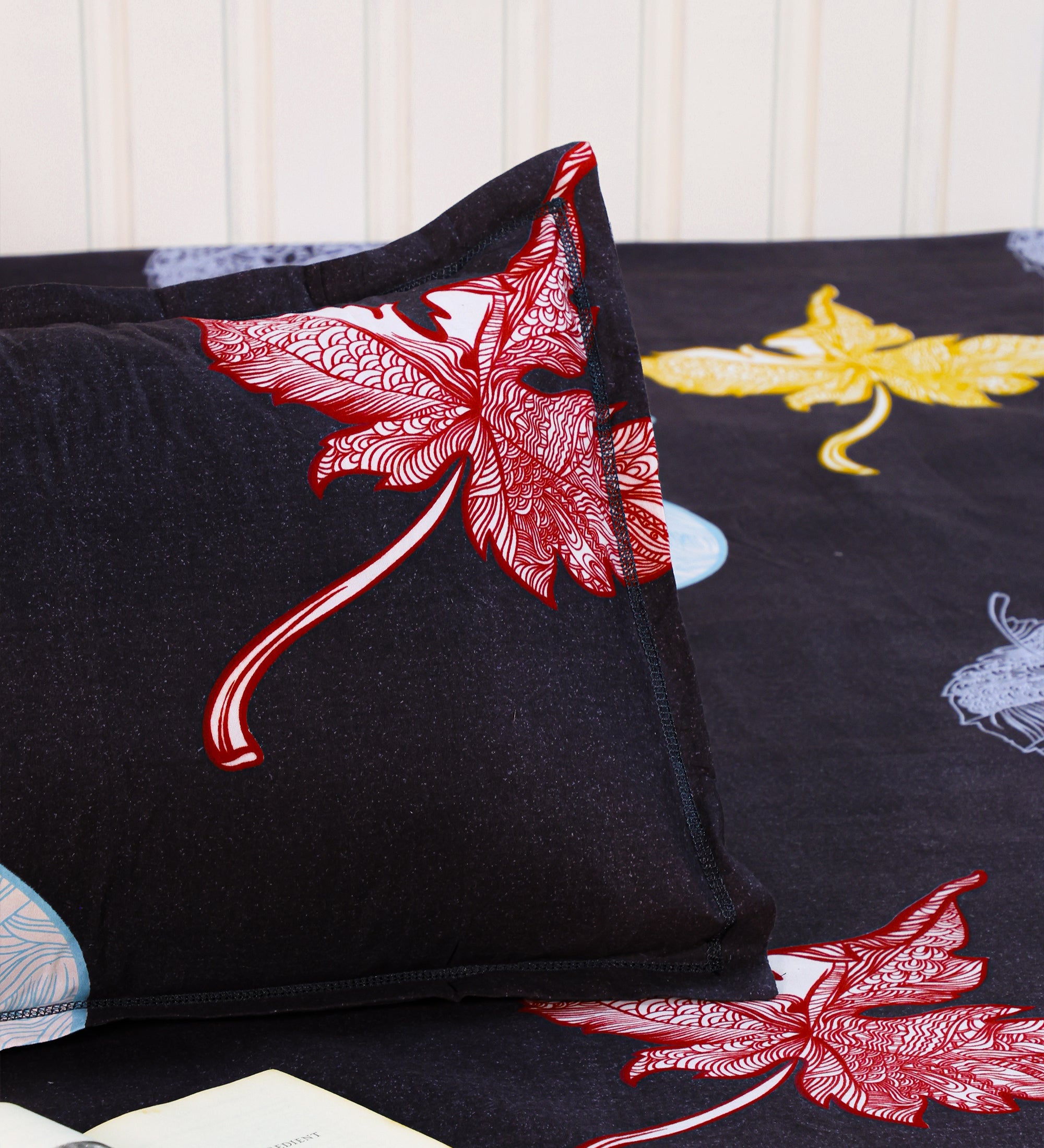 Premium Cotton Black Leaf Double Bedsheet