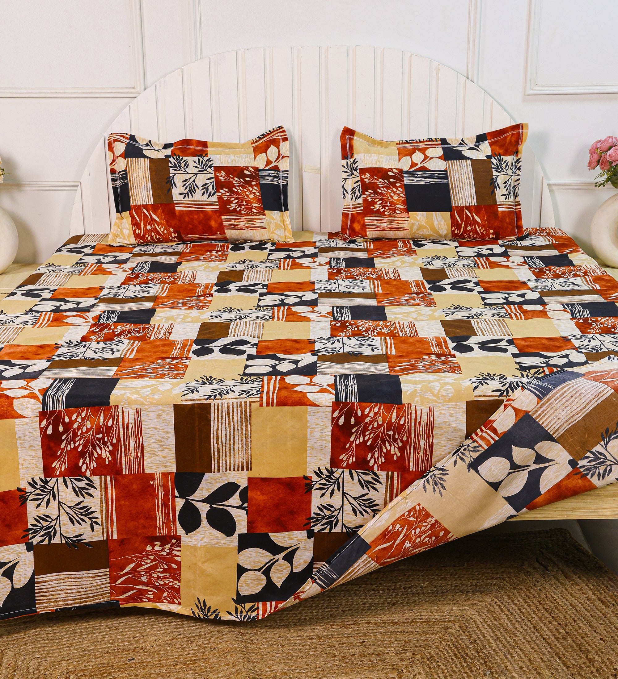 Geometric Multicolor Cotton Double Bedsheet