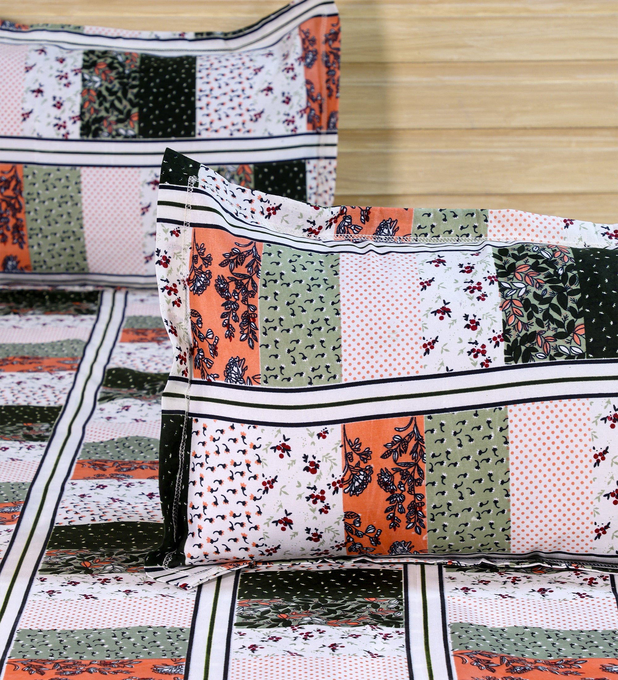 Grid Multicolor Cotton Double Bedsheet