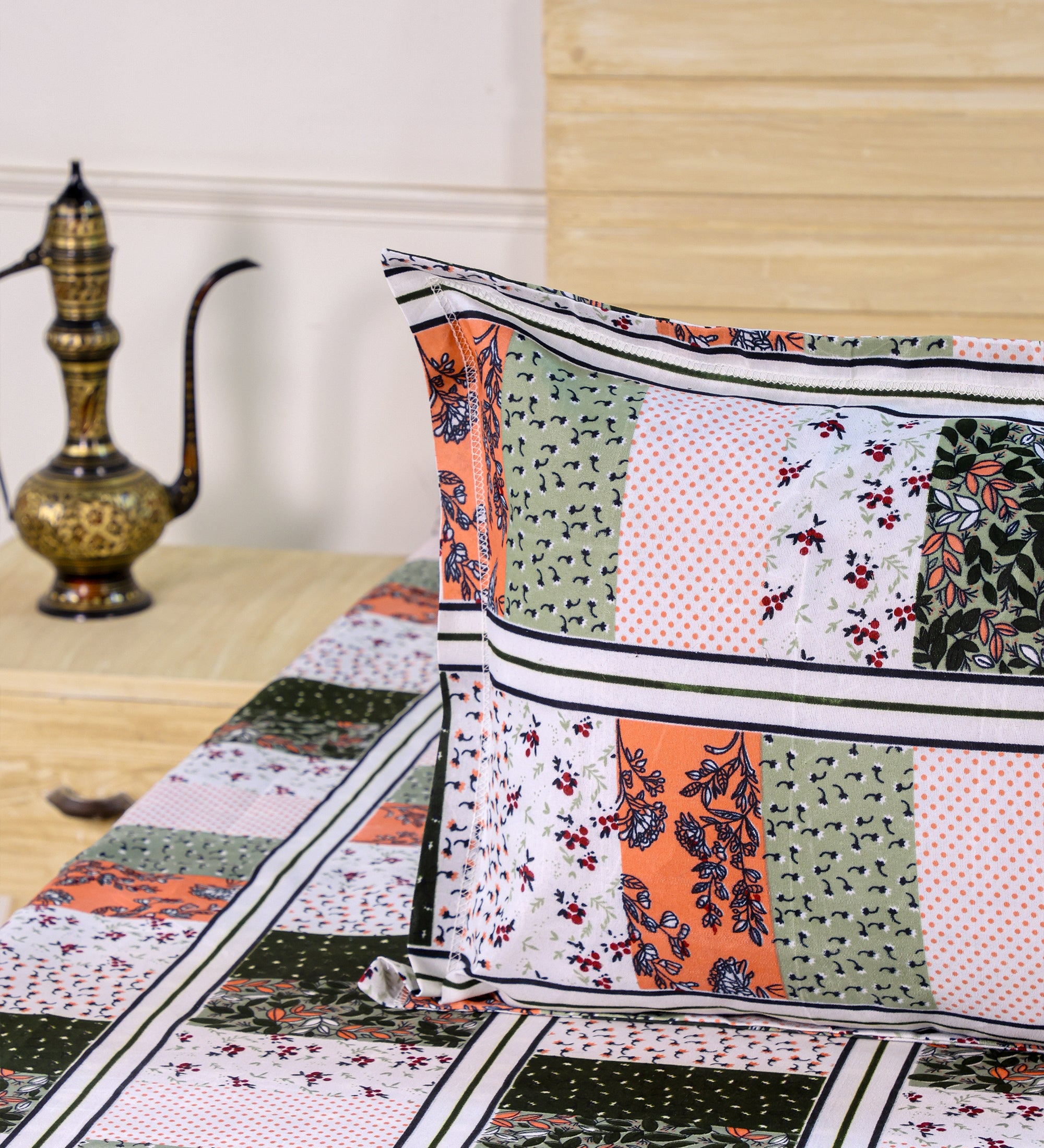 Grid Multicolor Cotton Double Bedsheet