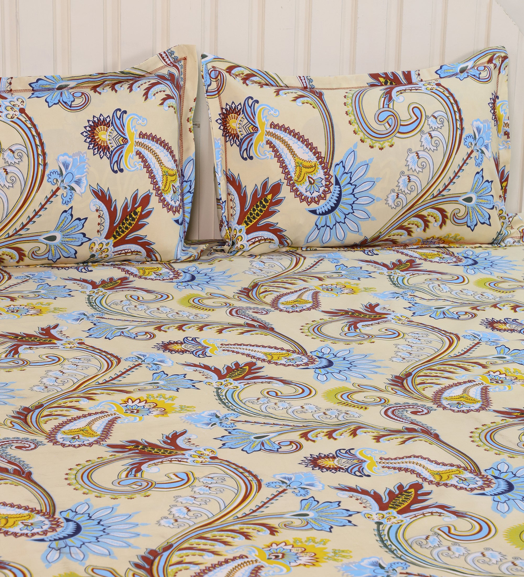 Aesthetic Cotton Beige Double Bedsheet