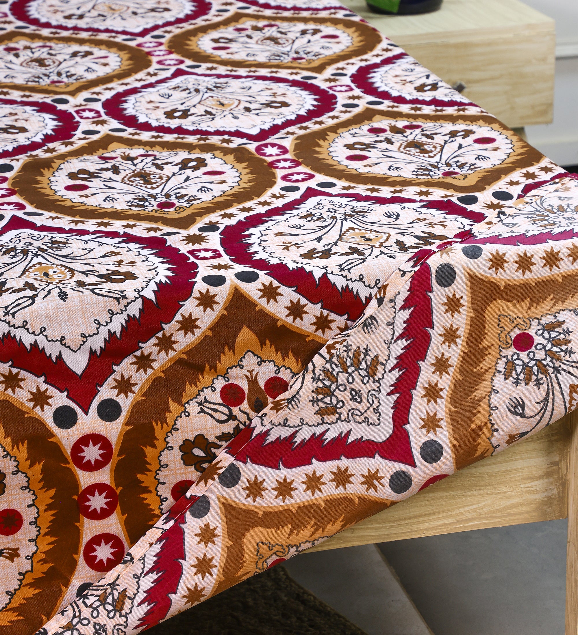 Leaf Multicolor Cotton Double Bedsheet