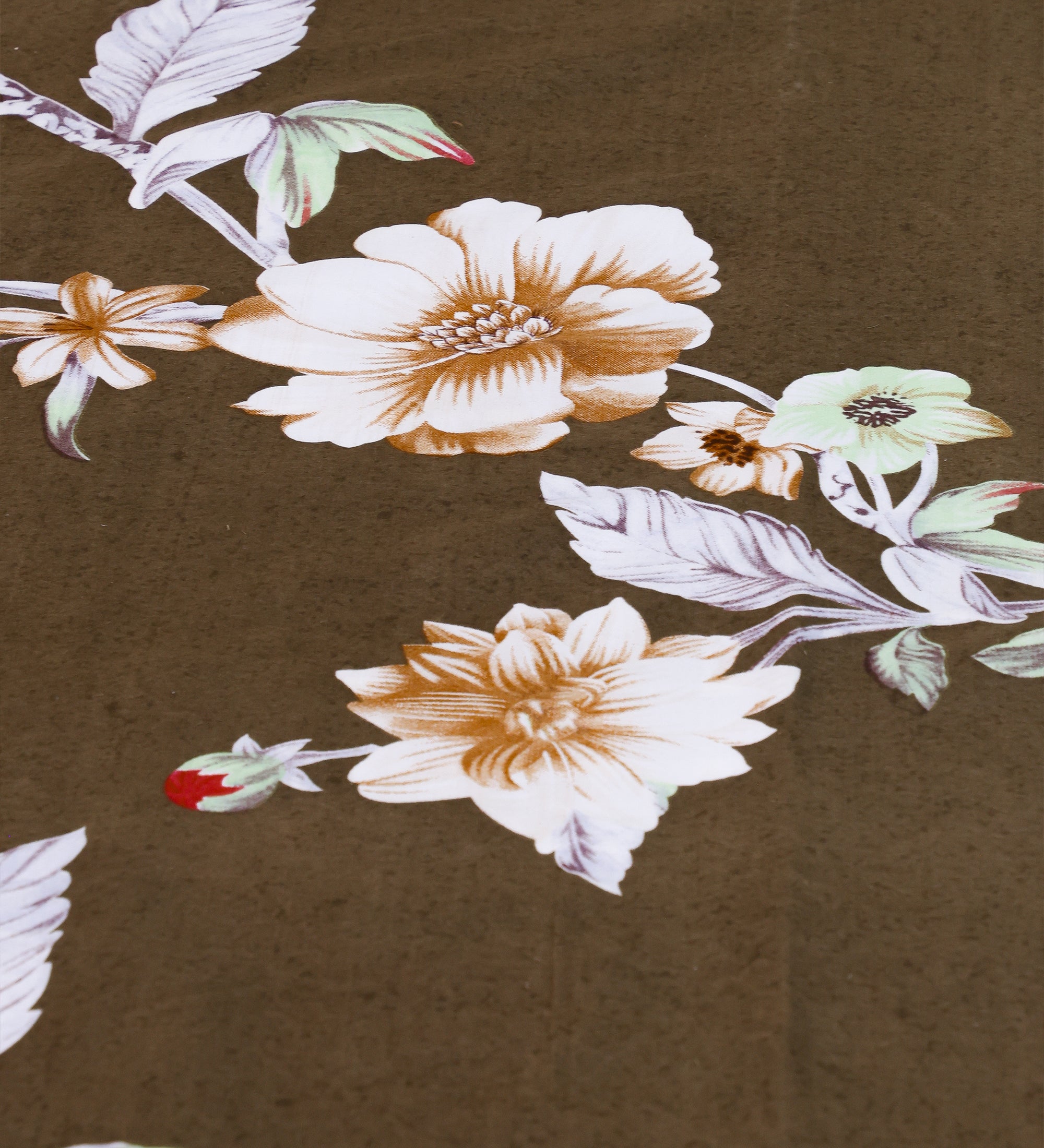 Premium Cotton Brown Floral Double Bedsheet