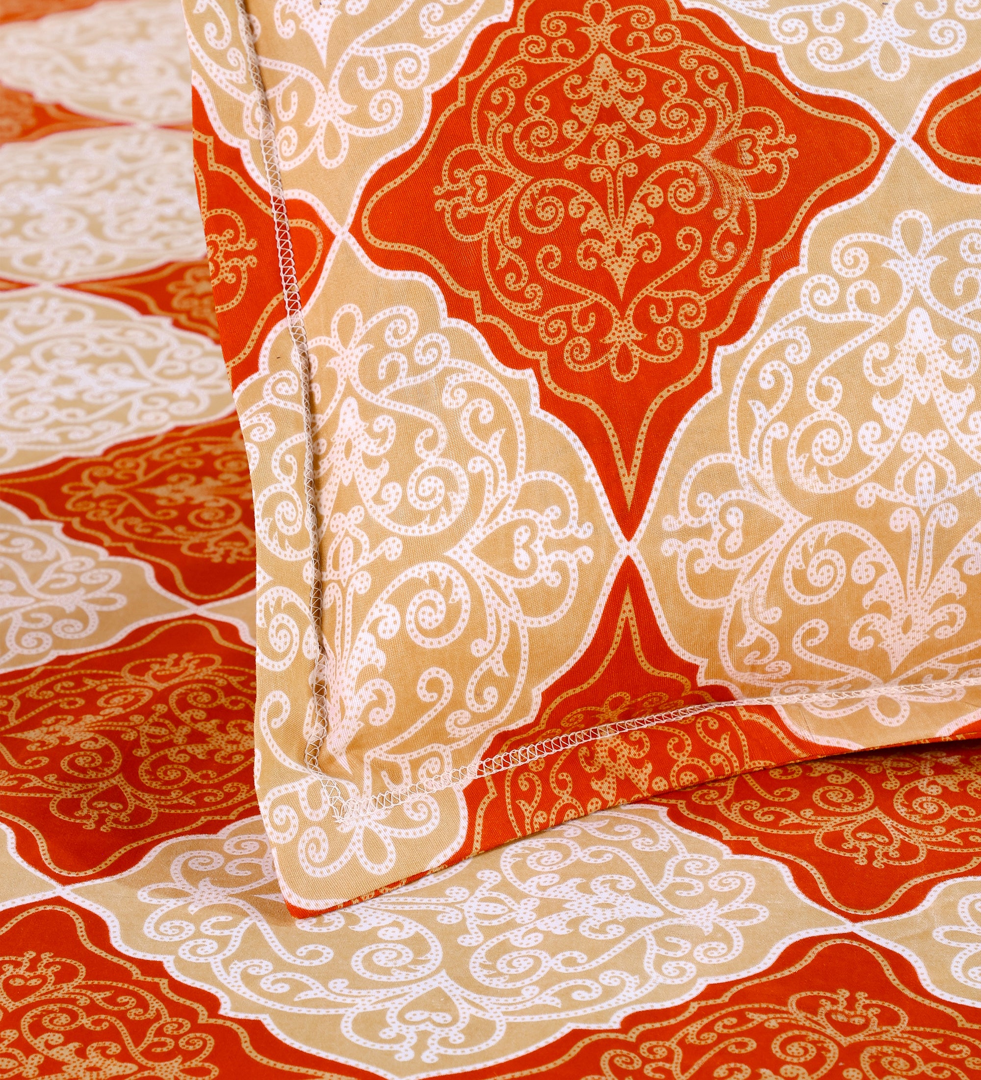 Diamond Orange Cotton Double Bedsheet