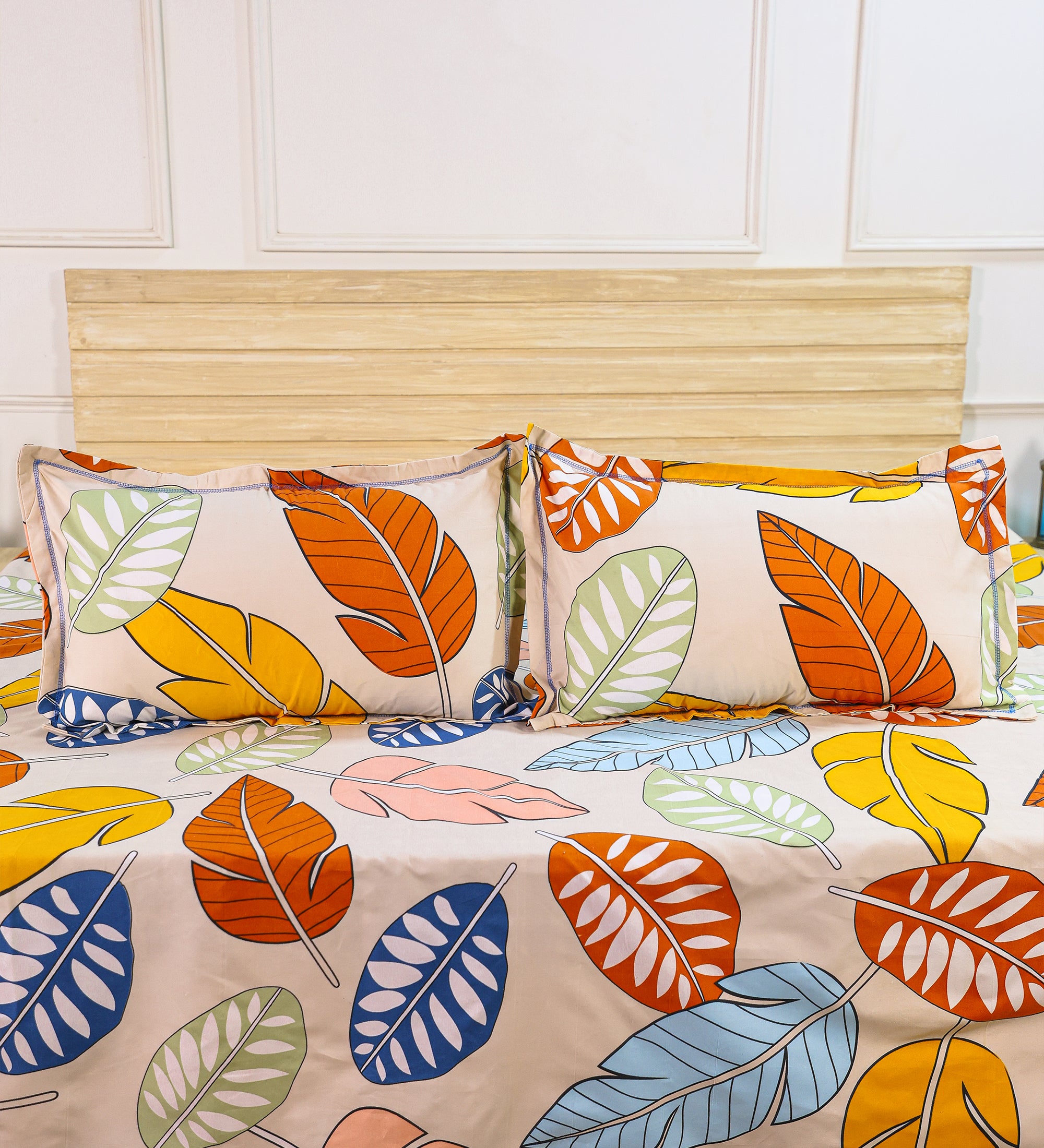 Aesthetic Cotton Leaf Double Bedsheet