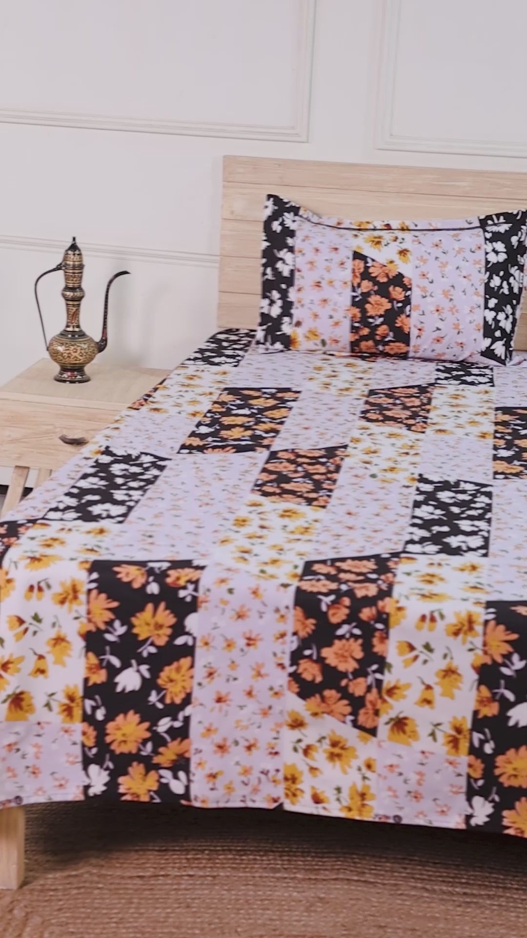 Premium Cotton Mix Floral Double Bedsheet