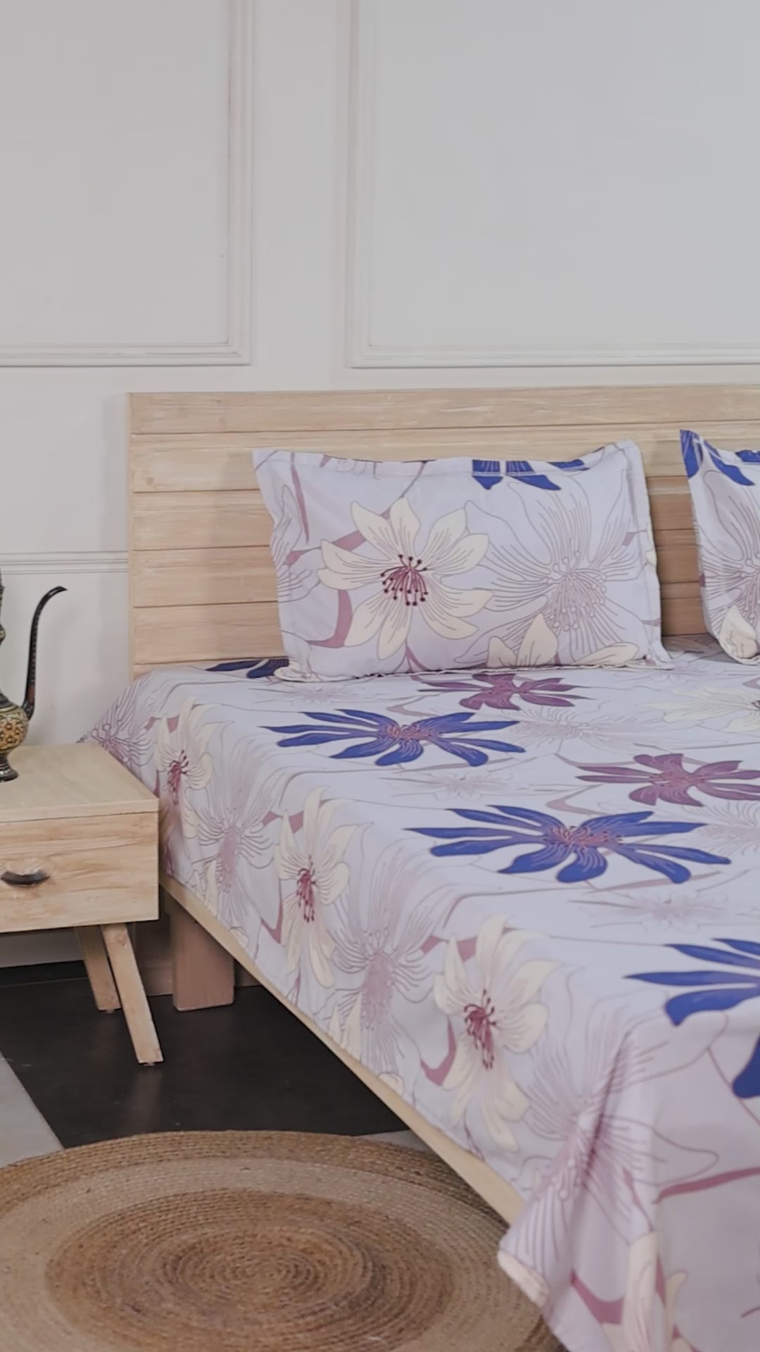 Premium Cotton Multicolor Floral Double Bedsheet