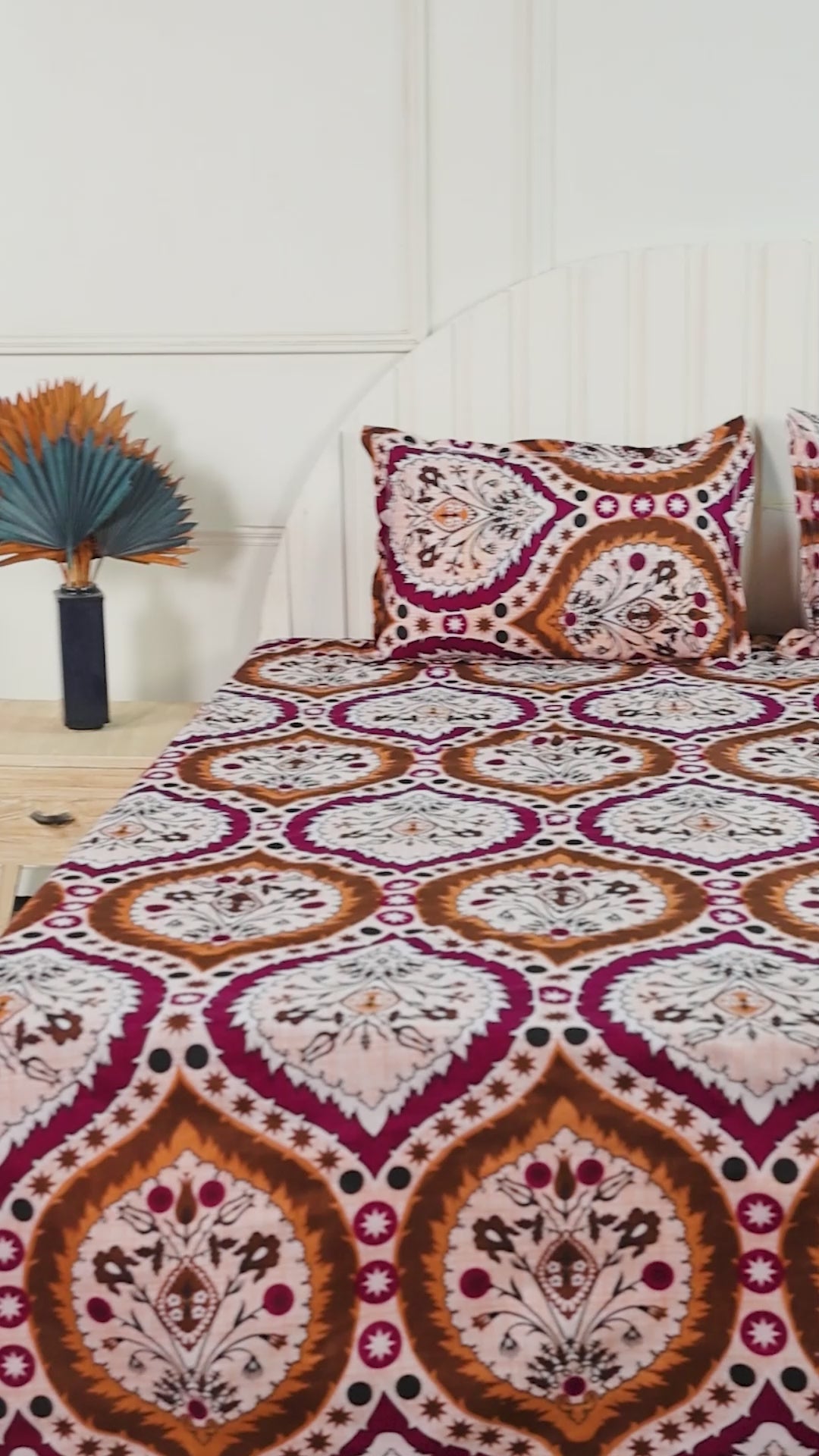 Leaf Multicolor Cotton Double Bedsheet