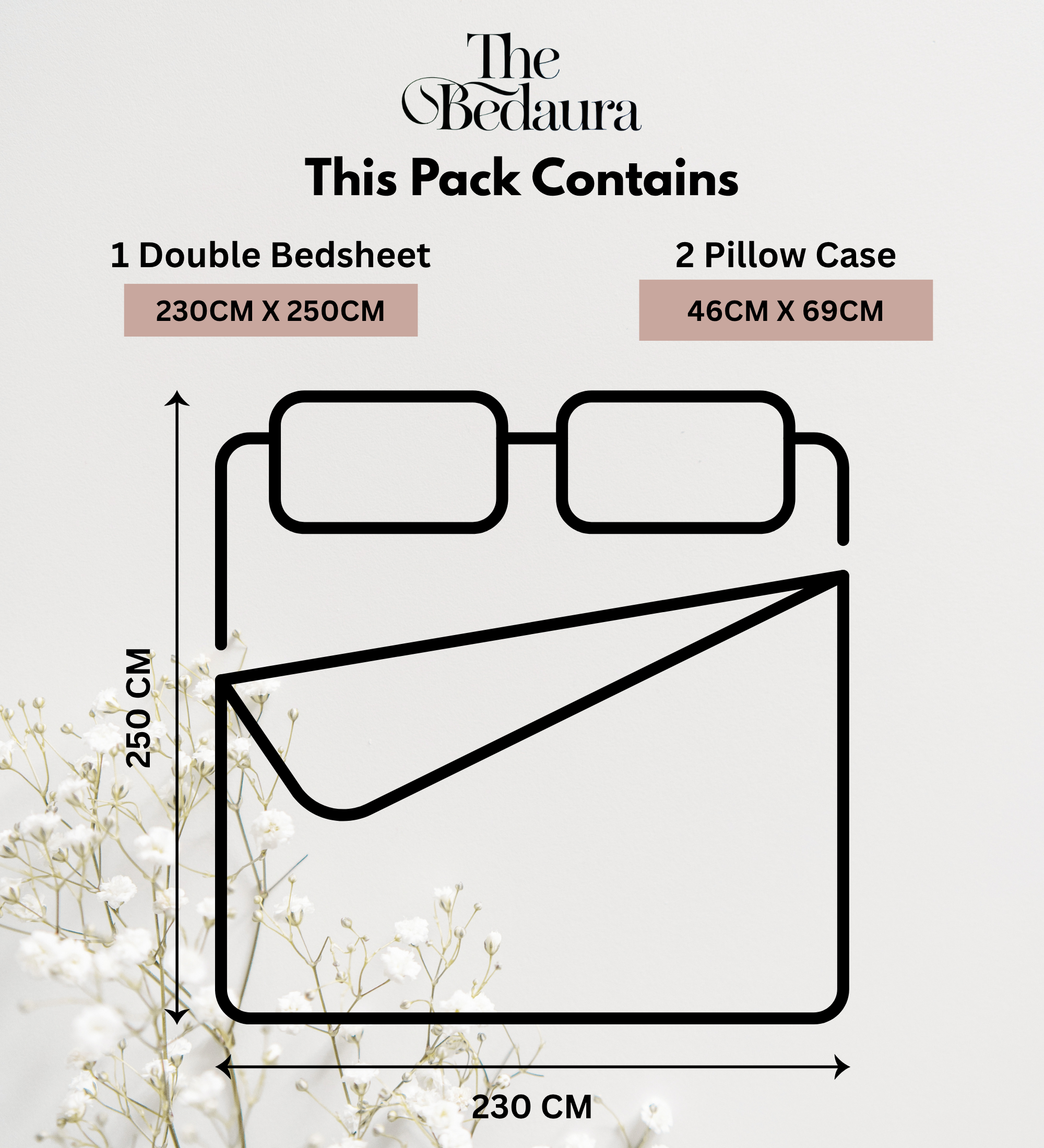 Premium Cotton Peach Pink Double Bedsheet